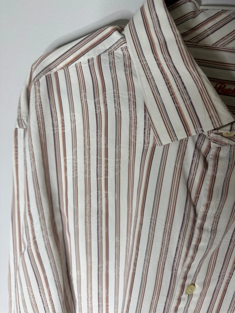 Tommy Bahama Long-Sleeve Striped Button-Up - Cream & Brown Size XXL